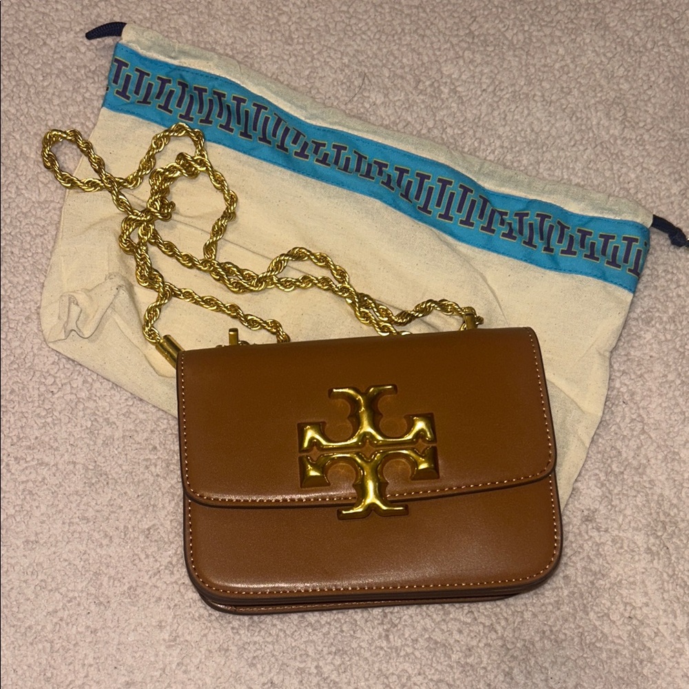 Tory Burch Tan Crossbody Bag with Gold Chain